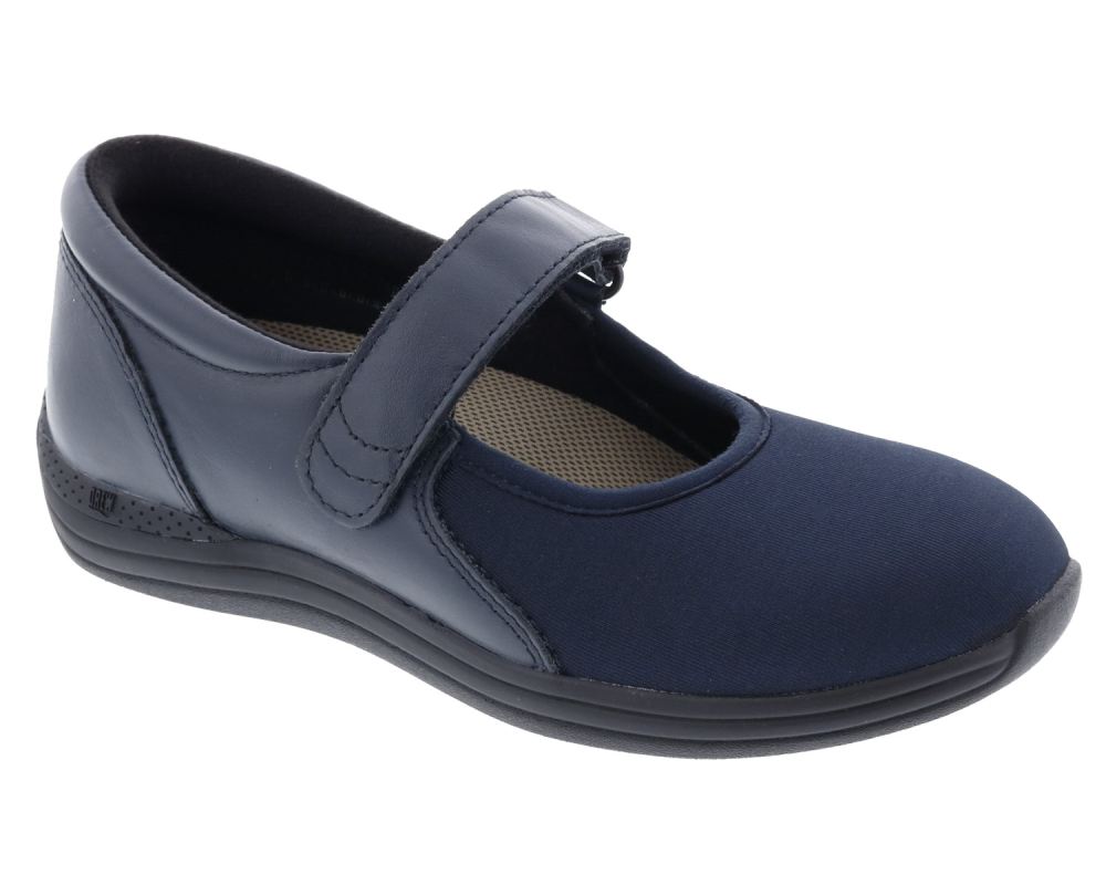 DREW SHOES | MAGNOLIA-Navy Leather/Stretch