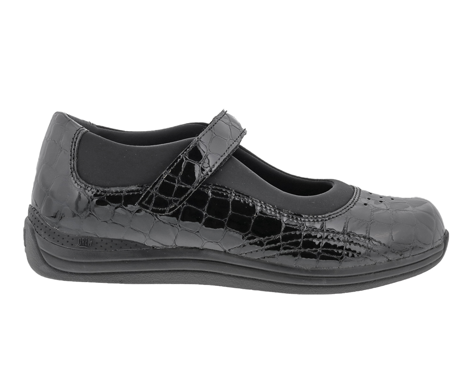 DREW SHOES | ROSE-Black Croc Patent Leather