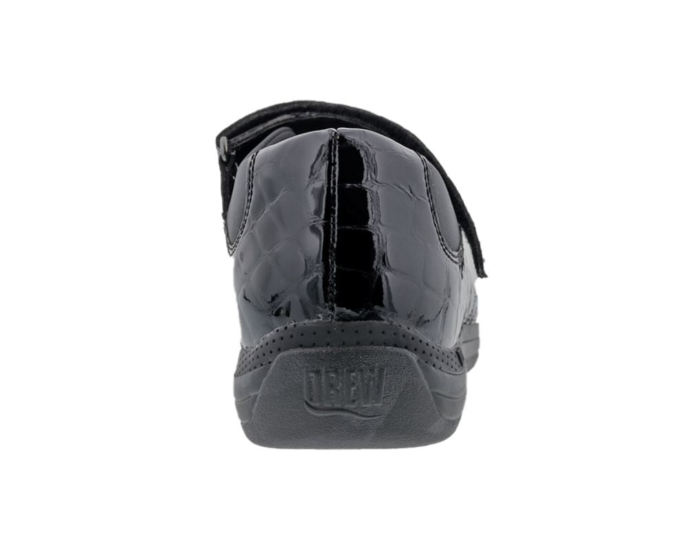 DREW SHOES | ROSE-Black Croc Patent Leather