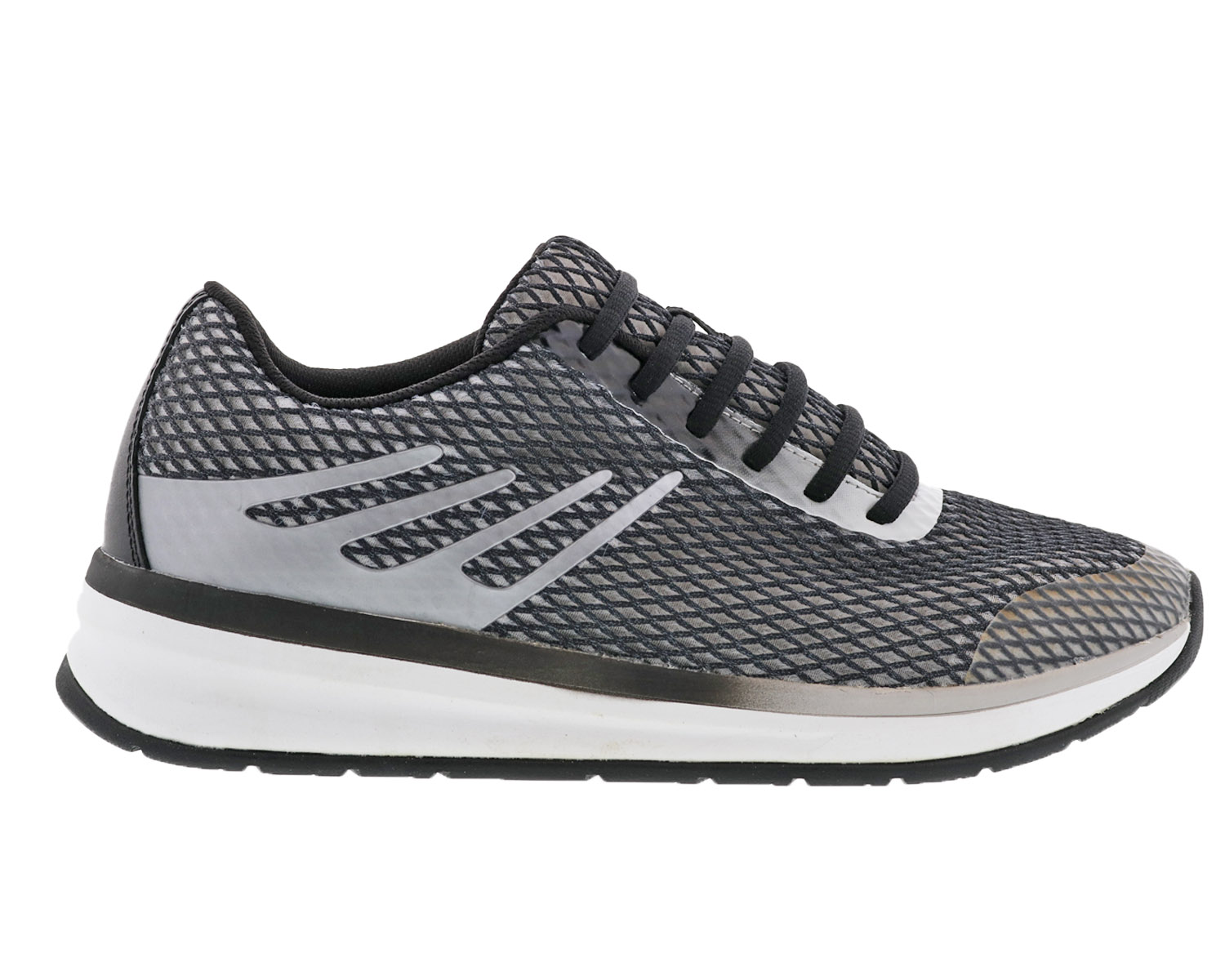 DREW SHOES | THRUST-Black Leather/ Grey Mesh