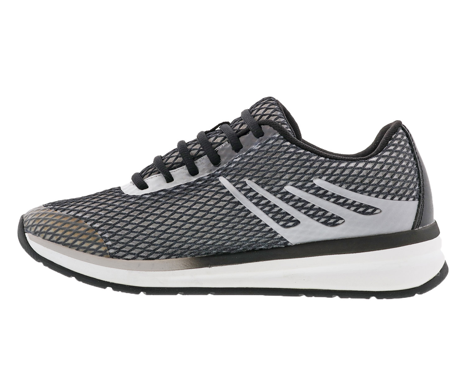 DREW SHOES | THRUST-Black Leather/ Grey Mesh